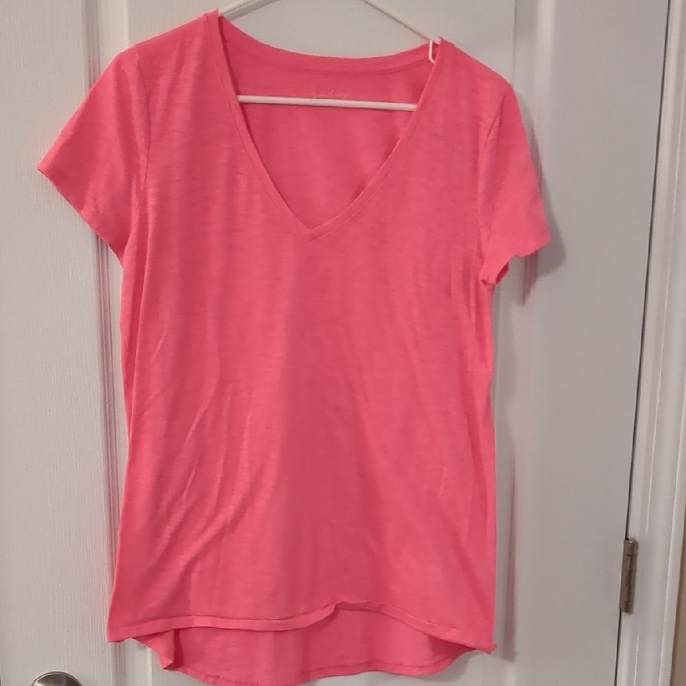 Lilly Pulitzer Bright Pink V-Neck Tee